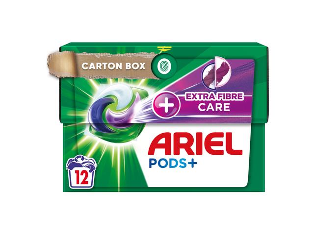 Detergent de rufe capsule Ariel All-in-One PODS +Extra Fiber Care, 12 spalari