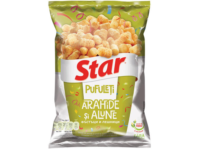 Pufuleti Star din faina de porumb cu aroma de de arahide si alune 80 g