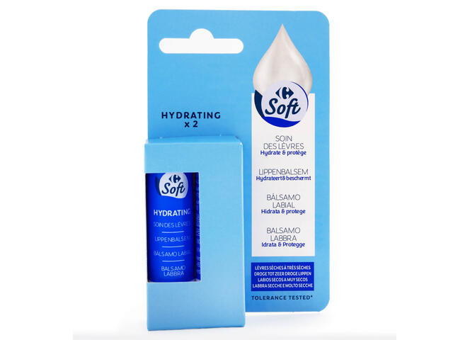 Balsam de buze hidratant Carrefour Soft 2 bucati