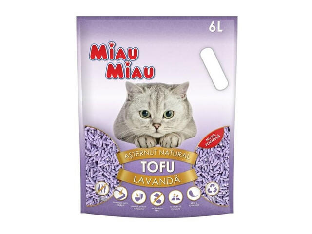 Asternut absorbant Miau Miau Tofu cu parfum lavanda, 6 l