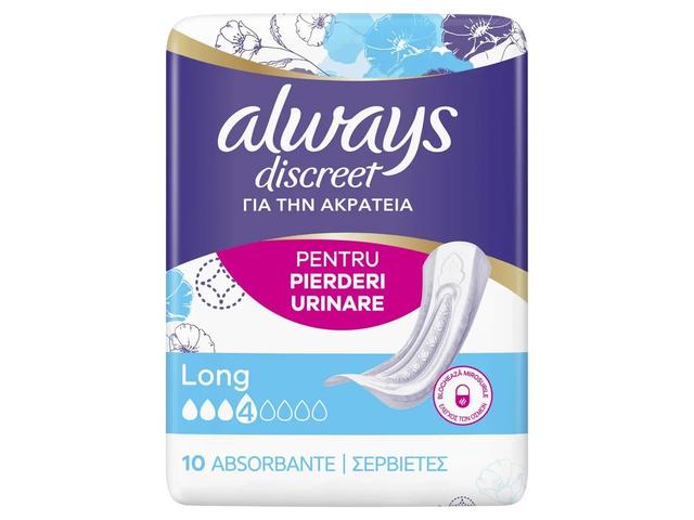 Absorbante zilnice pentru incontinenta Discreet long 10buc Always