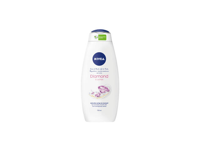 Spuma De Baie & Gel de dus 2 In 1 Nivea Diamond & Lychee, 750ML