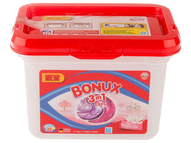 Bonux 3 in 1 Pure Magnolia detergent de rufe automat capsule 22 bucati