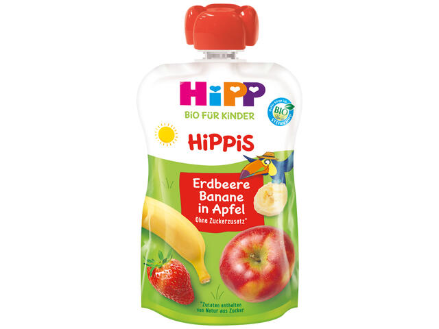 Piure din mar, capsuni si banane Hippis, +12 luni, 100 g Hipp