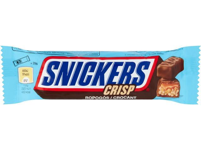 Snickers Crisp Ciocolata cu lapte cu caramel, arahide si orez expandat 2 x 20 g (40 g)