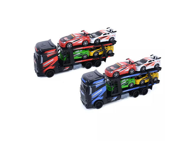 Camion de transport auto cu 4 masini One Two Fun, +3 ani, diverse culori