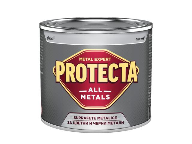 Vopsea alchidica/ email Protecta All Metals, platina, interior/exterior, 0.5L