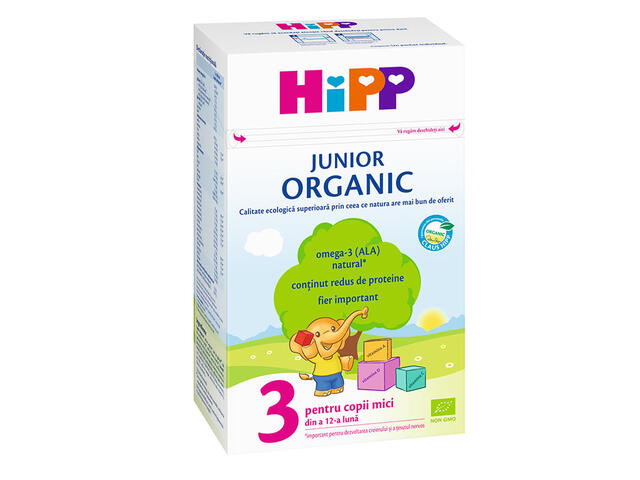 Lapte praf Hipp 3 Organic cu nutrienti esentiali 500g