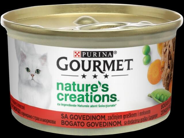 Gourmet Nature'S Creations, Bogat In Vita, Asezonat Cu Mazare Si Morcov, Hrana Umeda Pentru Pisici, 85 G