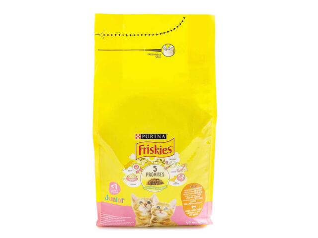 Friskies Junior, hrana uscata pentru pisici  cu pui, lapte si legume, 1.5 kg