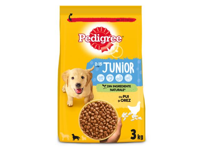 Pedigree junior Hrana uscata cu pui&orez pt catei 3 kg