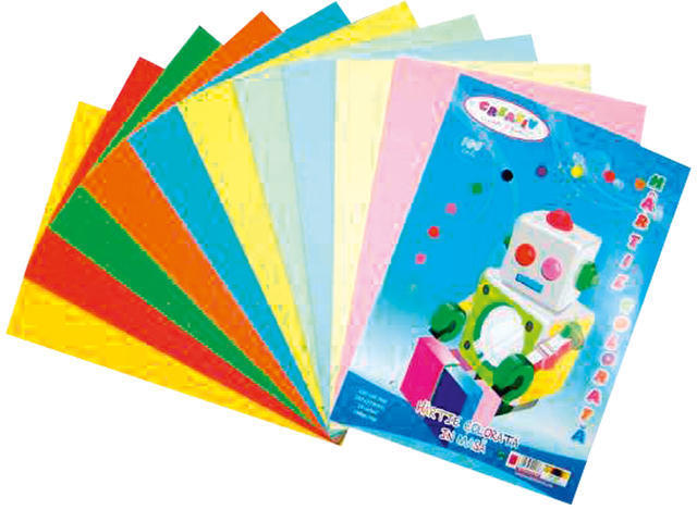 Carton colorat A4, 160 gr/mp, 100 coli, diferite culori