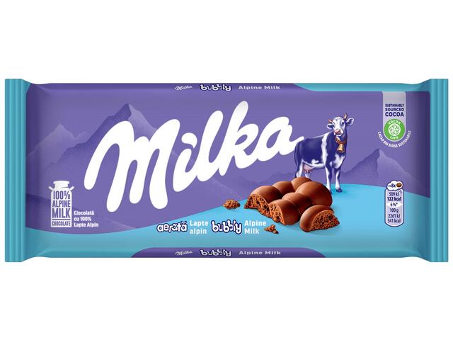 Milka ciocolata  aerata cu lapte 90g