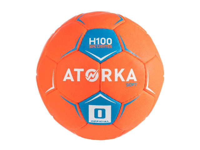 Minge Handbal H100 SOFT Mărimea 0 Portocaliu Copii