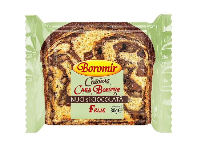 Cozonac cu nuci si ciocolata, felie, Boromir 80g