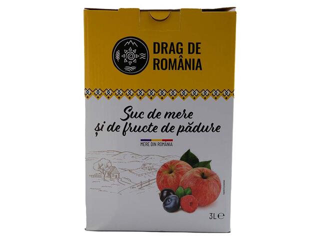 Suc natural de mere si fructe de padure Drag de Romania 3L