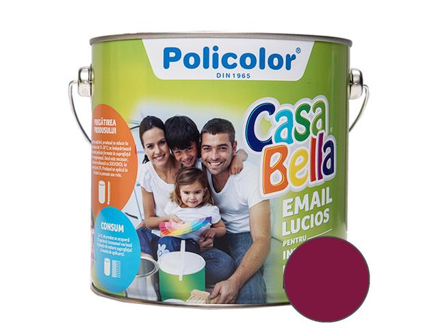 Vopsea alchidica/email Casabella pentru lemn/metal, interior/exterior visiniu Ral 3004 2,5 L