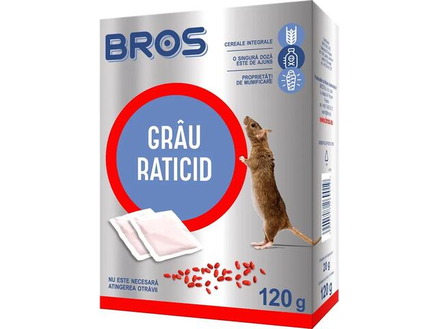 BROS - grau raticid 120g-6 plicuri 20g