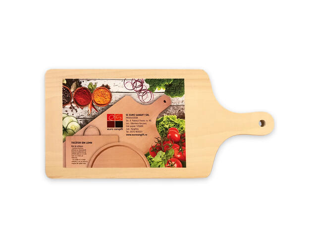 Tocator cu maner Euro Sangift, din lemn, 26 X 12 cm