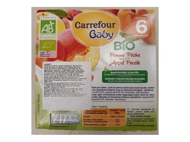 Carrefour My Baby Bio Piure mere si piersici organic 4x100g