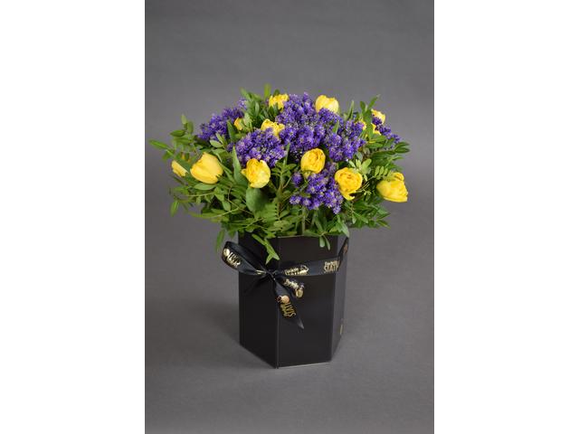 Mix de flori 3 hexagon  negru