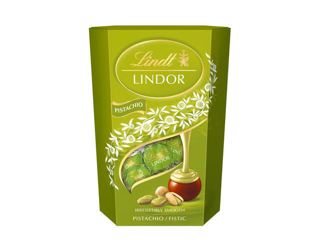 Bomboane de ciocolata si umplutura de fistic Lindt Lindor, 200 g