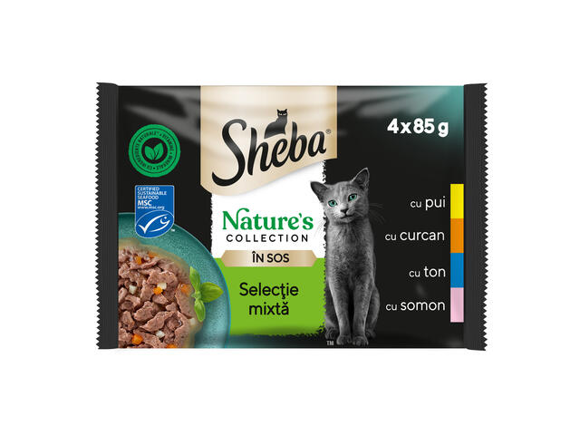 Sheba Nature's collection hrana umeda pentru pisici adulte, selectie mixta in sos 4x 85g