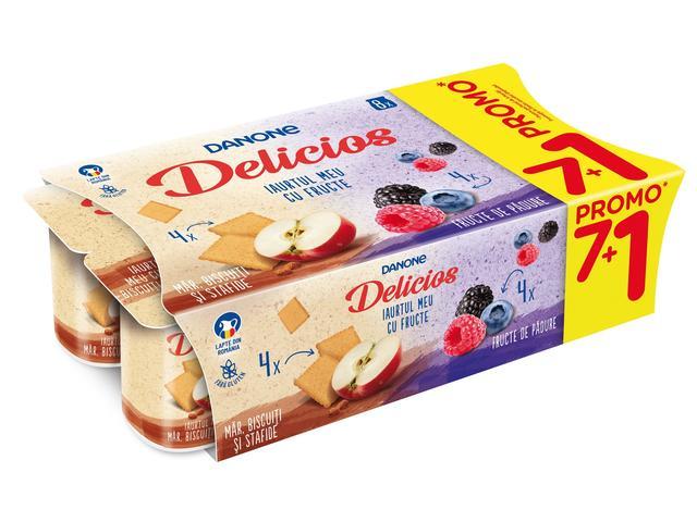 Delicios iaurt cu mar si fructe de padure, pachet avantajos, 8x125g