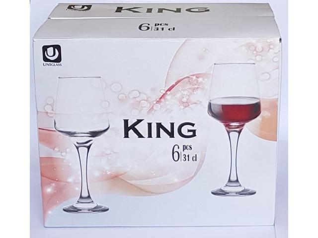 Set 6 pahare vin rosu King Uniglass, sticla, 31 cl, Transparent