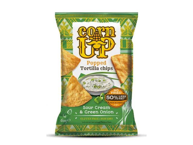 Cornup  Chips Tortilla Din Porumb Integral Galben Cu Aroma De Samntana Si Ceapa 60 G