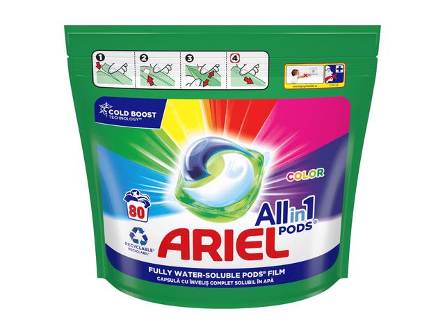 Detergent de rufe capsule All in One Pods Color 80 spalari Ariel