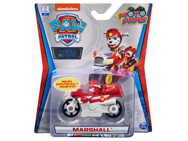 Masinuta cu figurina Paw Patrol True Metal, Marshall, 20127776