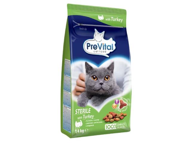 Prevital Hrana Uscata Pentru Pisici Sterile Cu Curcan 1,4Kg