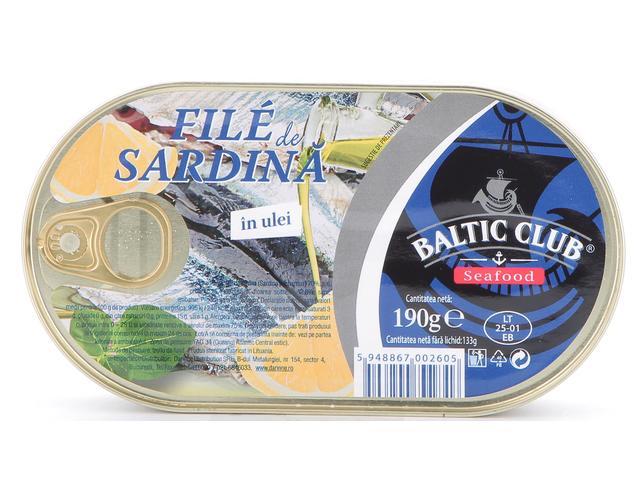 File de sardina in ulei vegetal Balctic Club 190 g