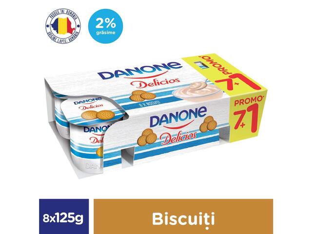 Danone Delicios iaurt cu biscuiti 7 + 1 gratis x 125 g