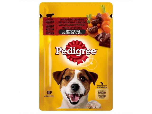 Pedigree Hrana umeda pentru caini adulti cu vita si miel in sos 100 g