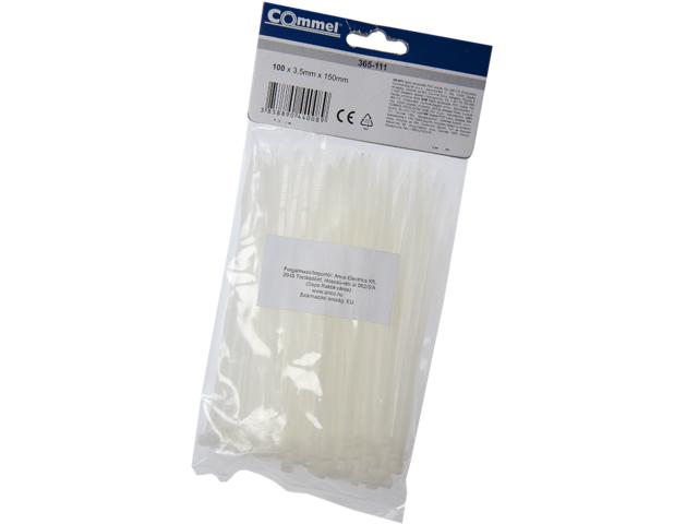 Colier PVC Anco, 3.5 x 150 mm, alb, 100 bucati