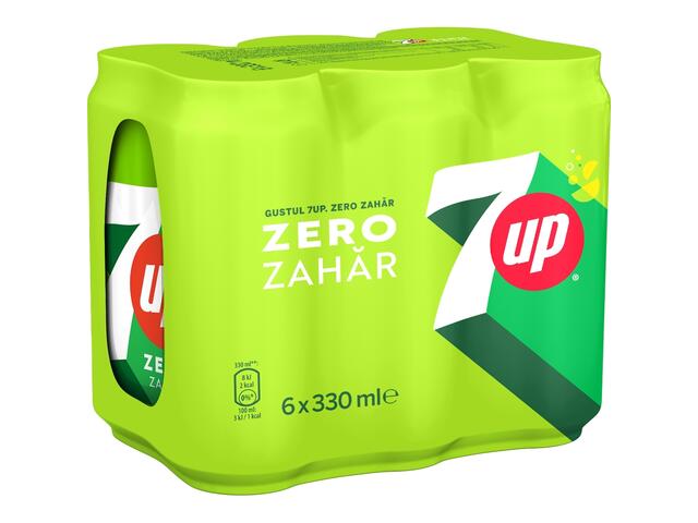 7UP Zero Zahar Lamaie si Lime, Doza, 6x330ml