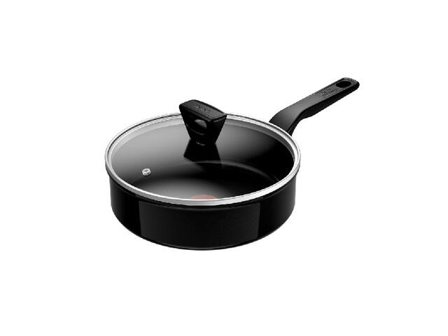 Cratita cu capac de sticla Tefal C4323223, ceramica, 24 cm, Negru