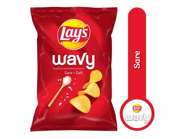 Lay's Wavy chipsuri ondulate din cartofi cu sare, 115g