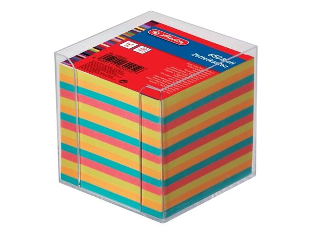 Cub hartie Herlitz, 90 x 90 mm, 80 g, 650 file, diverse culori, cu suport transparent