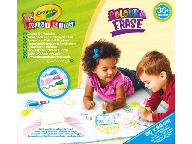 Set cu markere lavabile si suprafata reutilizabila Color and Erase Mat Crayola, Multicolor