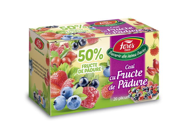 Ceai cu fructe de padure 50%, Fares, 20 pliculete, 40g