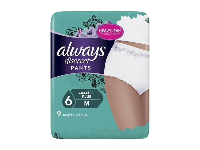 Chiloti pentru incontinenta urinara Always Discreet Pants, marime M, 9 bucati