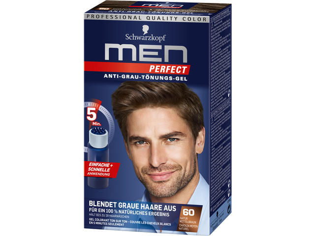 Gel Colorant Schwarzkopf Men Perfect Anti-Grey 60 Castaniu Mediu Natural