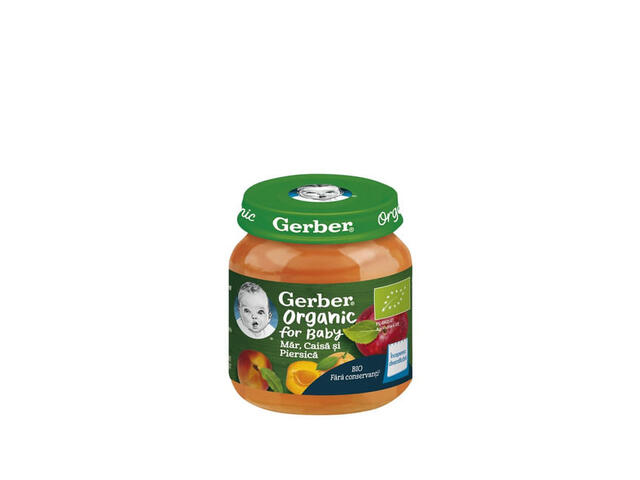 Piure bebelusi pentru inceperea diversificarii Gerber Bio cu mar, 125 g