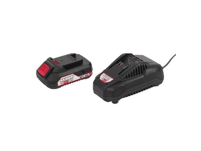 Set incarcator + acumulator pentru masina de gaurit Raider 20V, 2.4 Ah