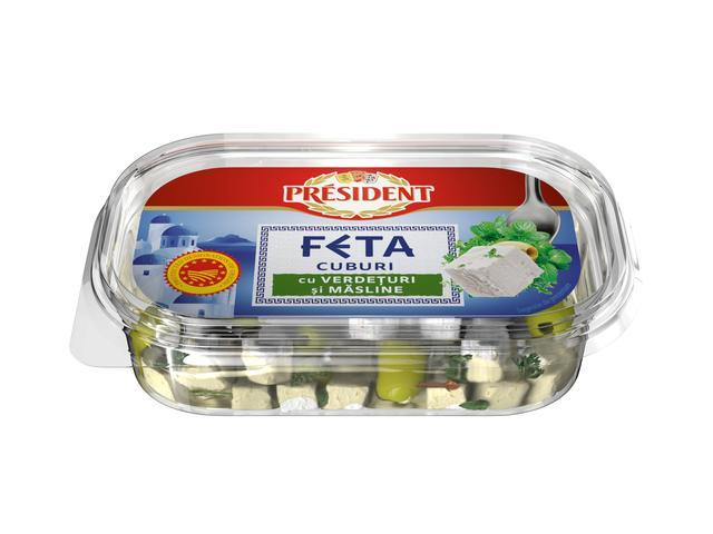 Branza feta cuburi ierburi 150G President