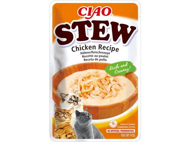 Hrana Umeda Pentru Pisici Inaba Ciao Stew Pui, 40G