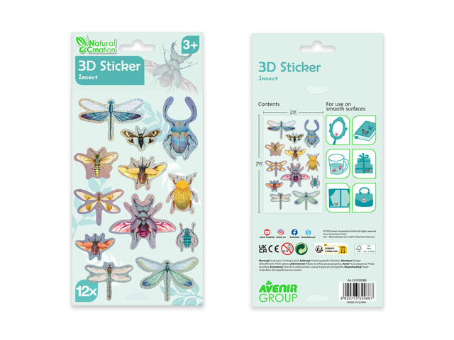 Abtibilduri 3D, Avenir, Natural Creation, Insecte,12 bucati